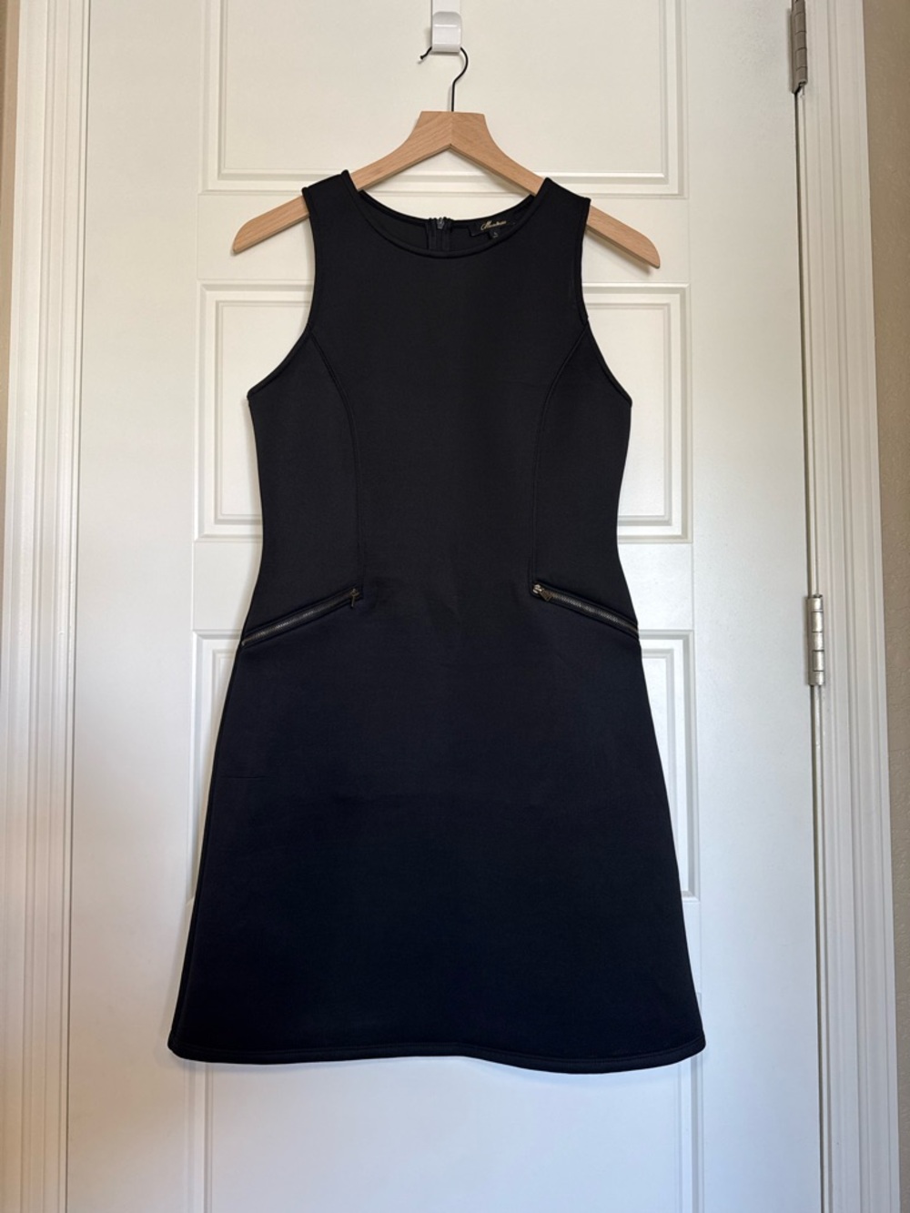 New Monteau Black Sleeveless Dress with Zipper Accents